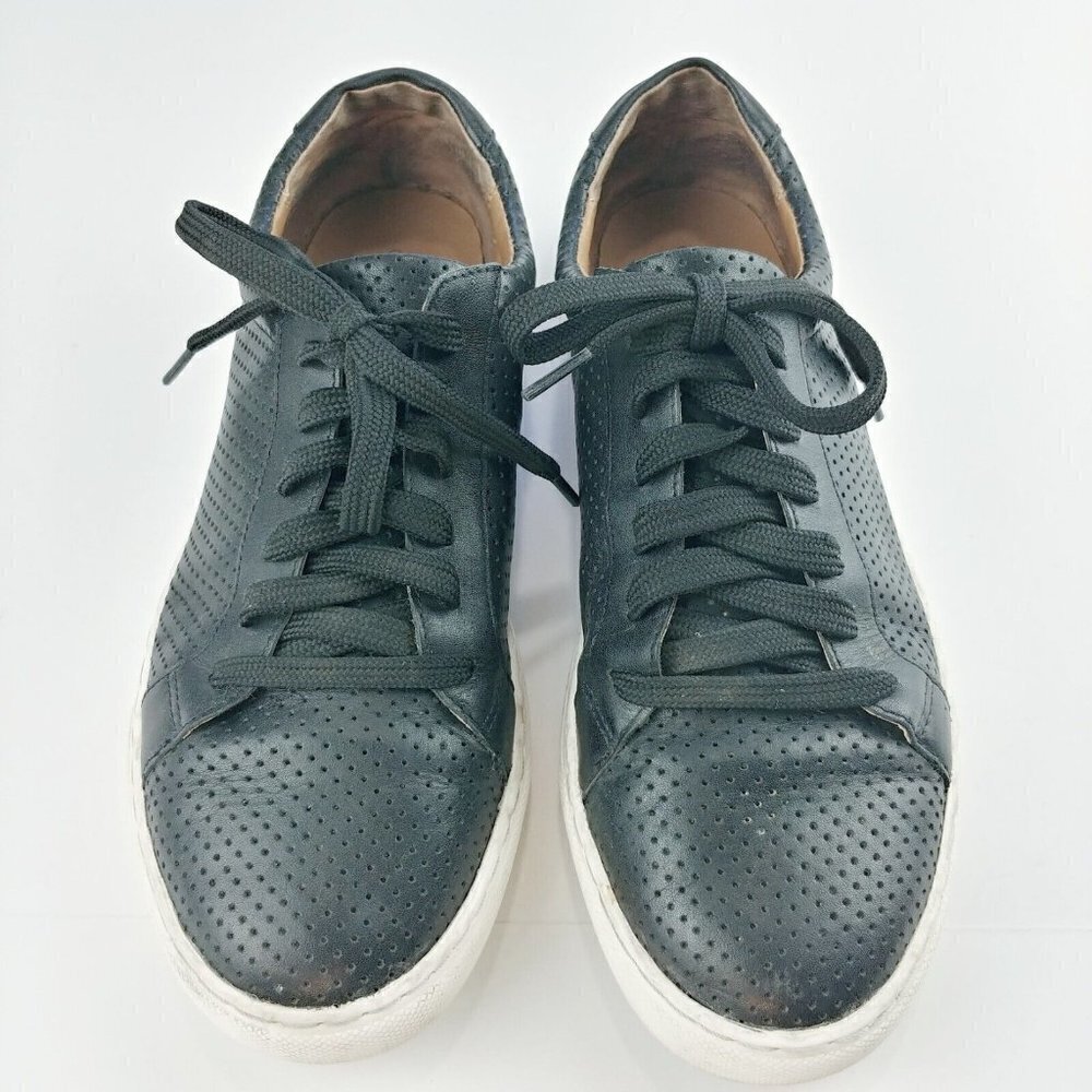 Caslon Cassie Leather Sneakers Womens 7 Lace Up Black Perforated Casual - Picture 2 of 8